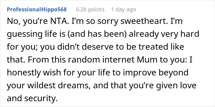 Comment expressing support for a foster teen wrongly accused of theft after a missing watch incident.