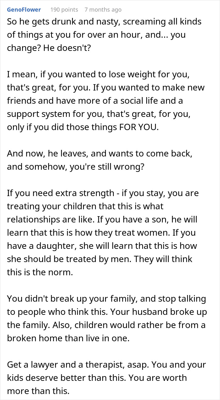 Comment on woman&rsquo;s struggles with husband repeatedly leaving and coming back, offering a reality check and advice.