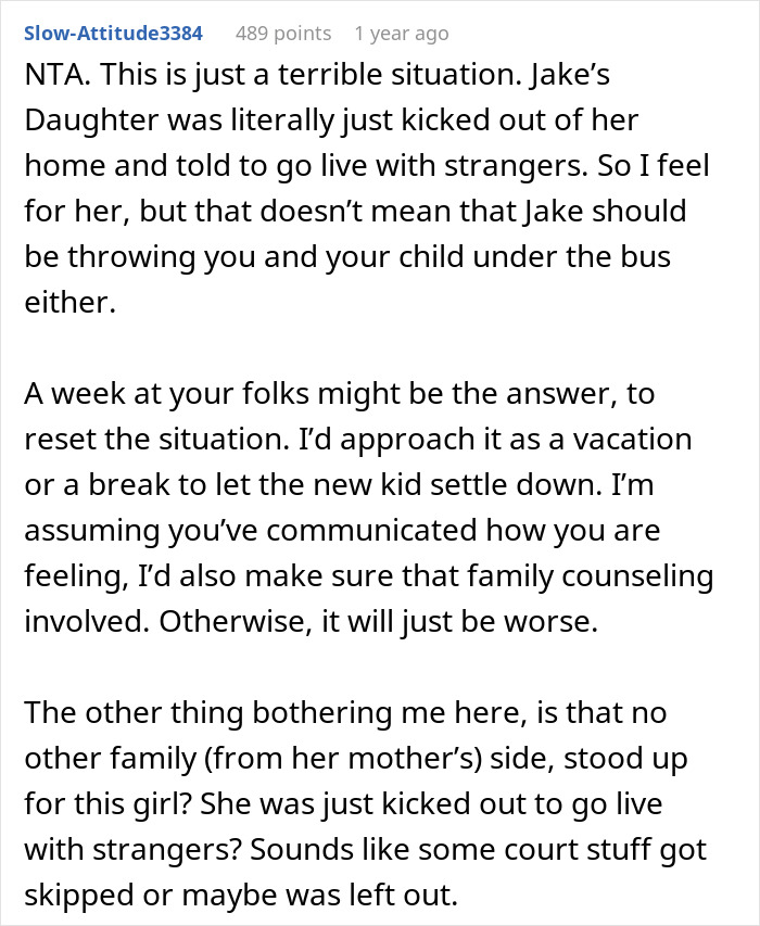 Comment discussing a man's marriage struggles after learning about his 12-year-old daughter he kept secret for years.