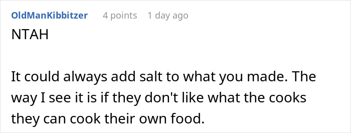 Family Demands Woman Make Separate Meals For Them: "Don't Want To Eat What My Doctor Told Me"