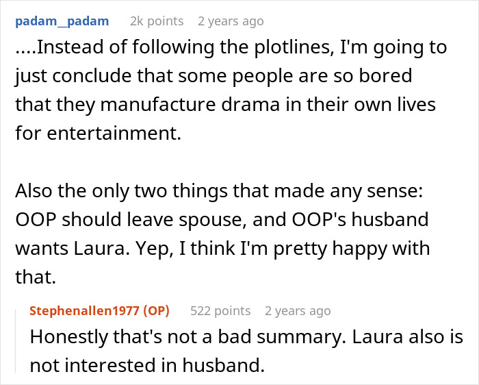 Screenshot of an online discussion where a man spins a tale about a pregnant female bestie, shocking his wife with made-up drama.