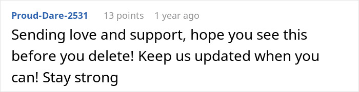 Screenshot of a Reddit comment offering love and support amid man&rsquo;s marriage on the rocks after learning about his 12-year-old daughter.