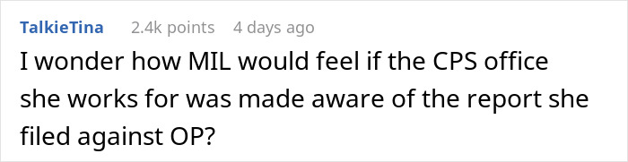 Screenshot of an online comment discussing a mother-in-law and postpartum boundaries in a conversation thread.