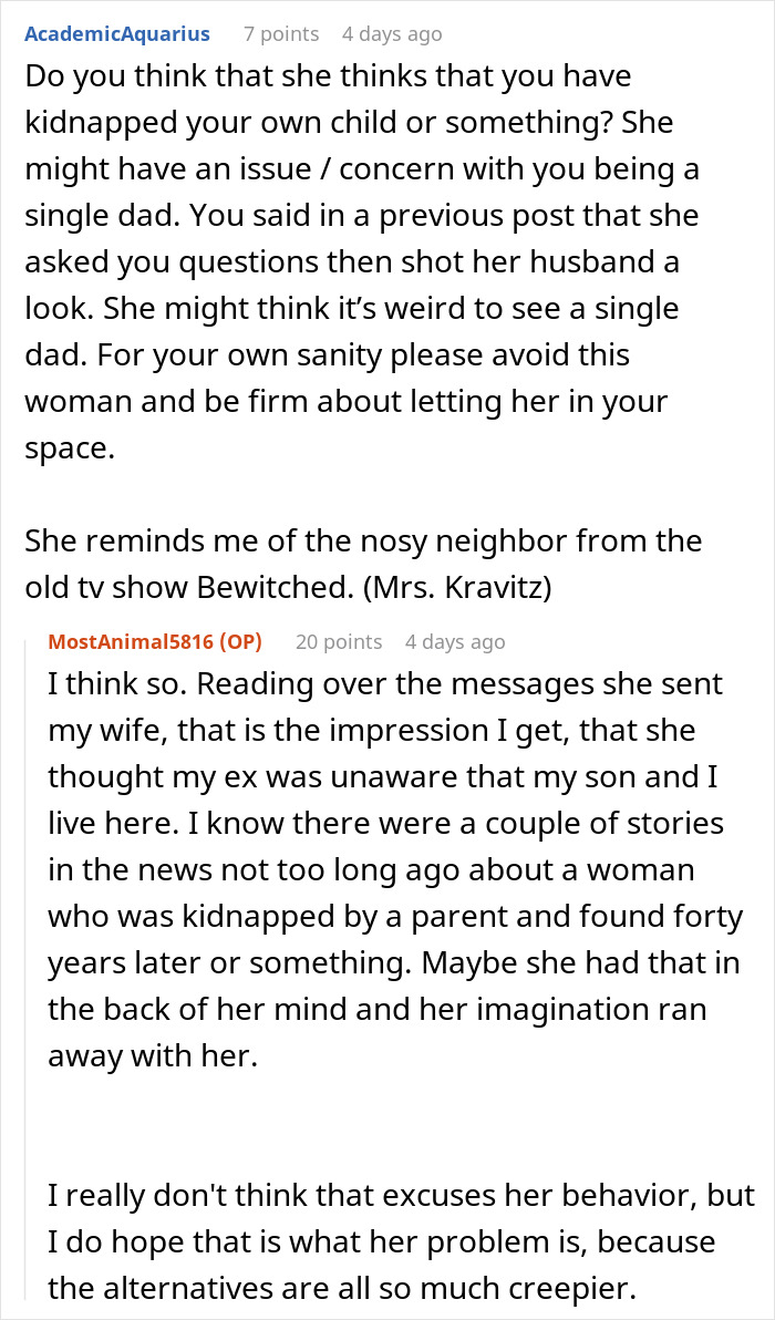 Screenshot of an online discussion about a stressed and paranoid man dealing with an unhinged neighbor.