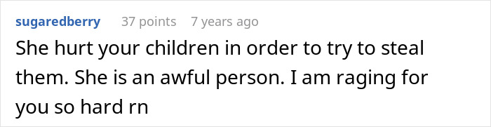 Comment saying a person hurt children to steal them, expressing anger and calling the person awful.