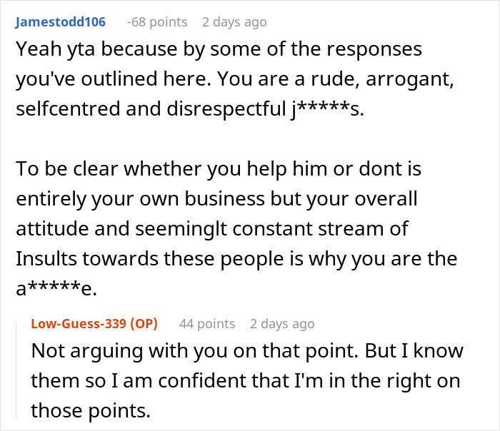 Screenshot of a heated online discussion where a guy is praised for refusing to help his spoiled brother, sparking family conflict.