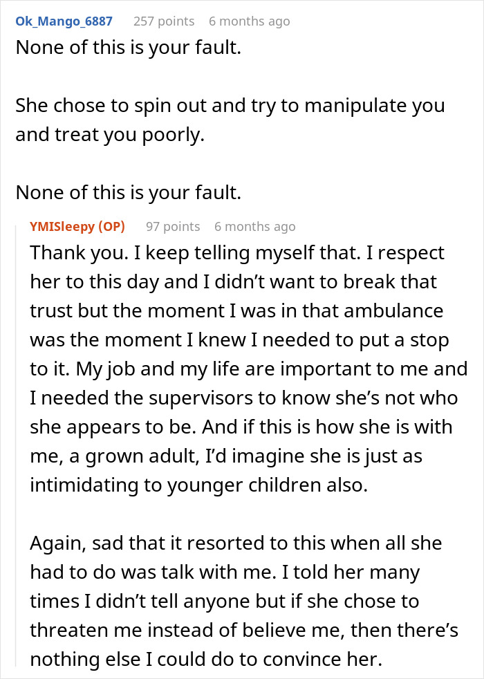 Reddit conversation showing a teacher&rsquo;s malicious threats leading to a coworker&rsquo;s emergency and citywide blacklisting.