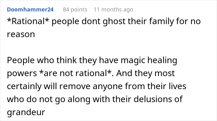 Text post discussing rational people and those with delusions of grandeur, relating to psychiatric nurse and patient roles.