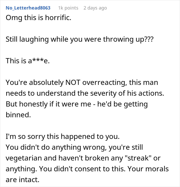 Boyfriend Laughs As Vegetarian Girlfriend Pukes In The Bathroom: "I Knew You’d Like Meat More" Boyfriend Laughs As Vegetarian Girlfriend Pukes In The Bathroom: "I Knew You’d Like Meat More"