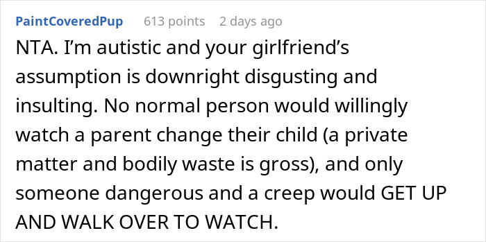 Commenter discusses autism and criticizes a creepy assumption about a parent changing their child.