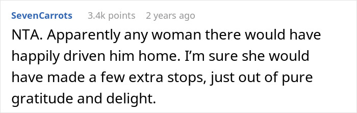 Screenshot of an online comment discussing a woman telling her drunk boyfriend to stop acting like a jerk.
