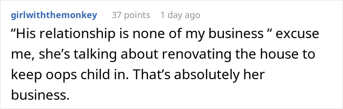 Comment about dad's girlfriend having baby fever and daughter feeling horrified as pregnancy talk goes overboard.