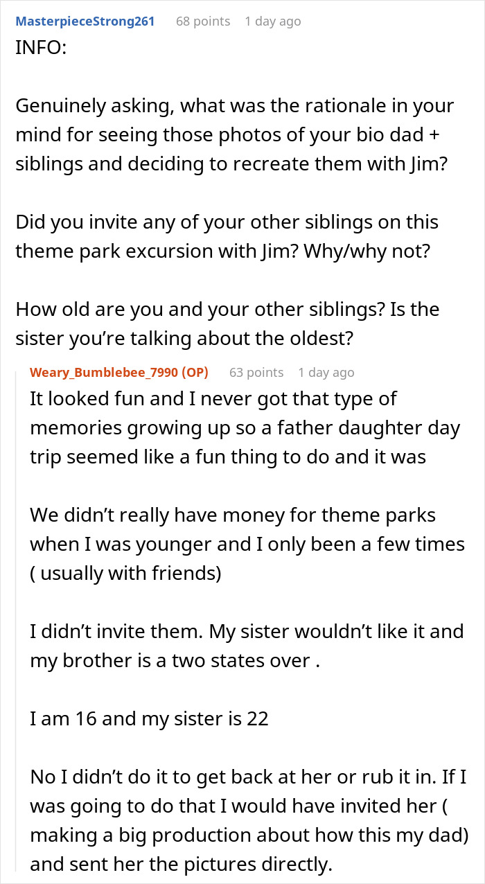 Reddit conversation about sister screaming treason after teen calls stepdad dad, teen suggests therapy instead of yelling. Reddit conversation about sister screaming treason after teen calls stepdad dad, teen suggests therapy instead of yelling.