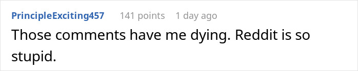 Screenshot of a Reddit comment saying those comments are funny and calling Reddit stupid, related to sister relationship cheater work drama.