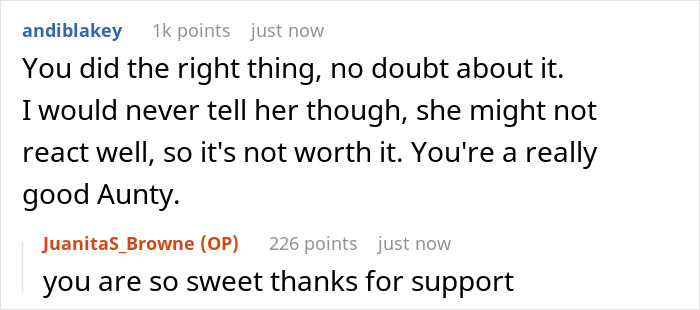 Reddit comments showing support for lady who secretly reports sister to CPS to encourage responsibility.