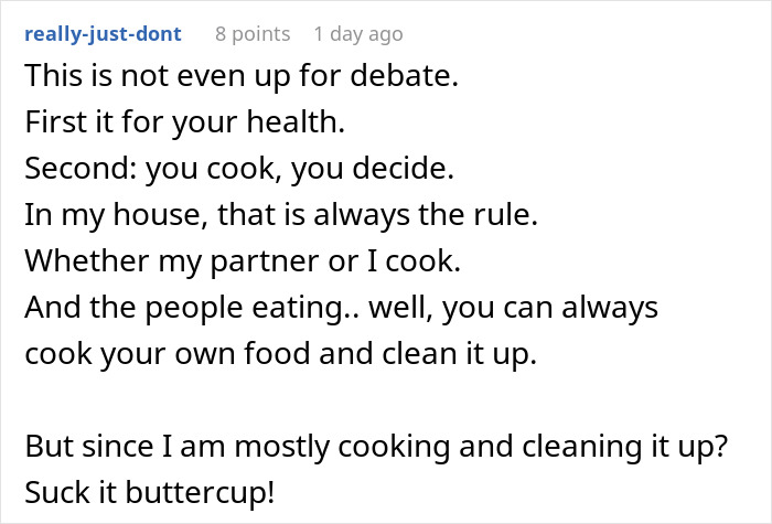 Family Demands Woman Make Separate Meals For Them: "Don't Want To Eat What My Doctor Told Me"