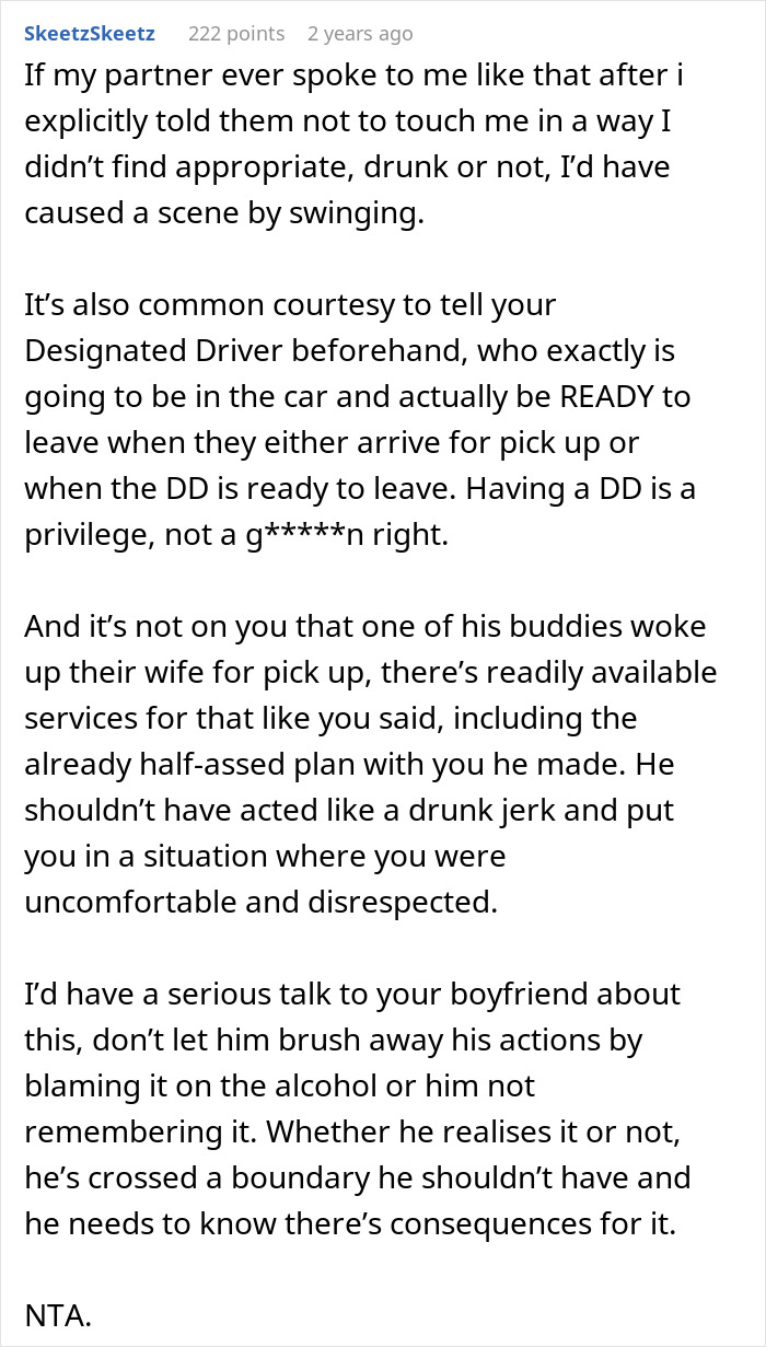 Woman confronting drunk boyfriend refusing to stop acting like a jerk, insisting he could go home with any woman.