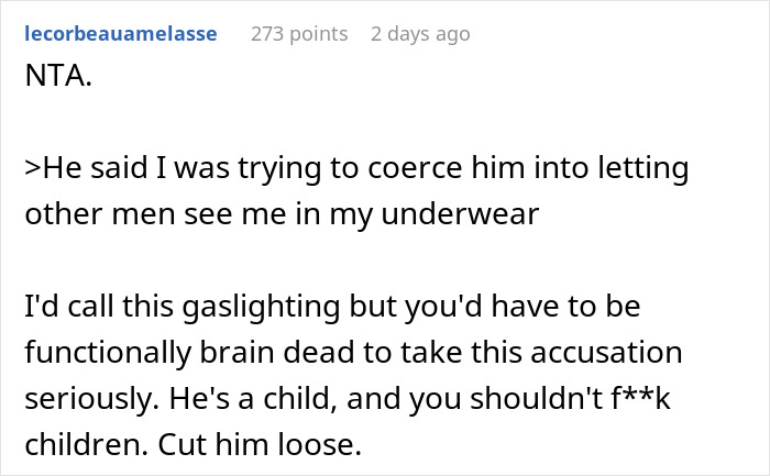 Reddit comment discussing actress girlfriend changing in front of other men and boyfriend’s inability to handle it.