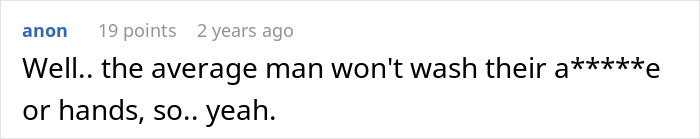 Screenshot of an anonymous comment in an incel forum discussing hygiene and behavior of men.