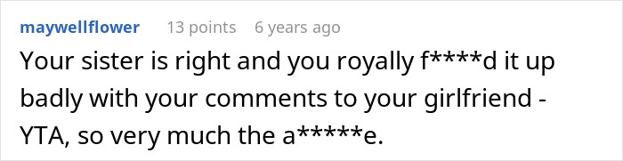Commenter criticizes man for embarrassing girlfriend, linking his behavior to her childhood trauma in an online discussion.