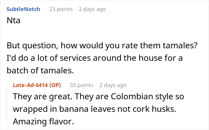 Online discussion about sister refuses plan wedding and gets demoted guest with opinions on tamales and house services.