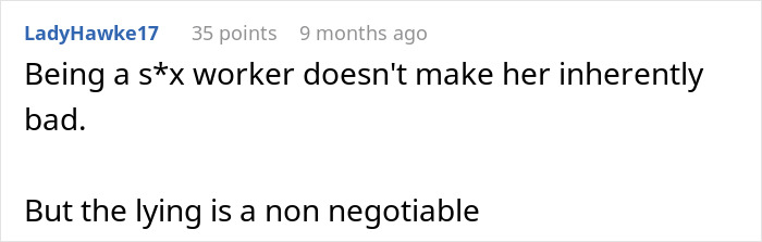 Comment on a forum discussing how a wife fakes transaction records to hide income sources in an online debate.