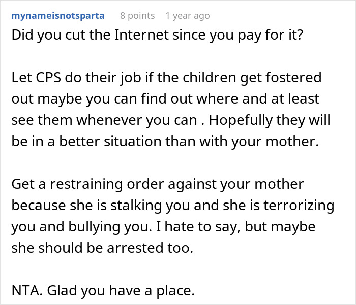 Alt text: Online discussion about a teen escaping a horrible family and seeking safety after a step-father's misstep.