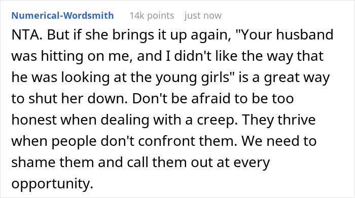Screenshot of a Reddit comment discussing confronting creepy behavior and protecting children during sleepovers.
