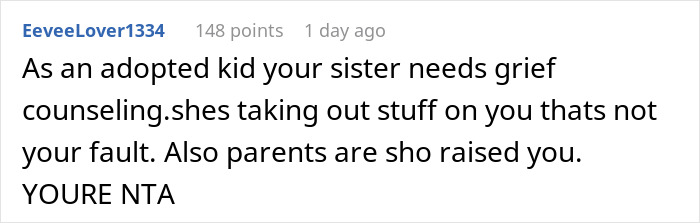 Reddit comment discussing sister yelling treason after teen calls stepdad dad, suggesting therapy instead of screaming. Reddit comment discussing sister yelling treason after teen calls stepdad dad, suggesting therapy instead of screaming.