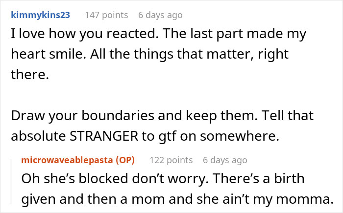 Screenshot of a Reddit conversation about birth mom DNA equating to ATM access and an adoptee&rsquo;s shocked reaction to a cash demand.