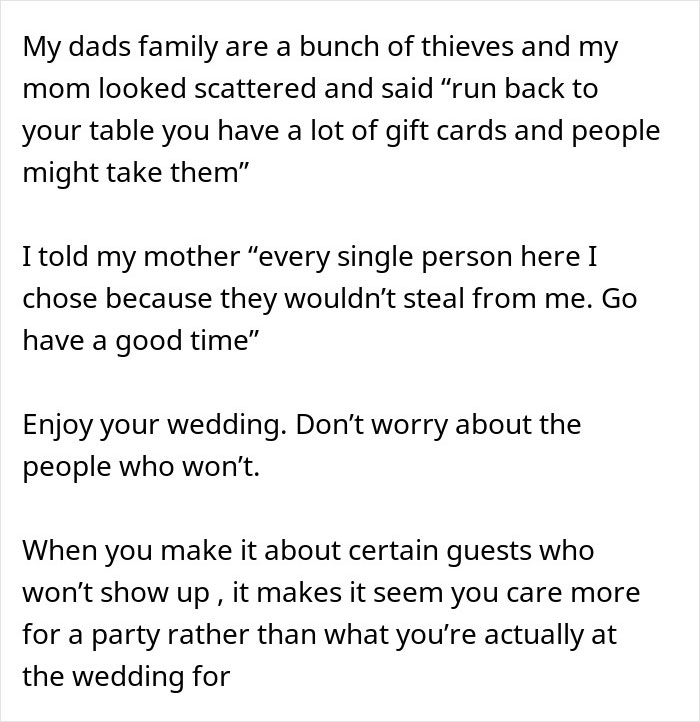 Text excerpt about wedding drama and baby shower, highlighting groom&rsquo;s brother causing tension on wedding day.