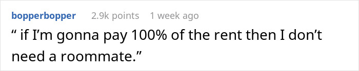 Screenshot of a Reddit comment discussing rent payment and a guy&rsquo;s reaction to veteran bro&rsquo;s pay increase.