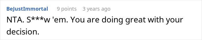 Screenshot of an online comment where a woman fed up with in-laws unannounced visits is advised on her decision.