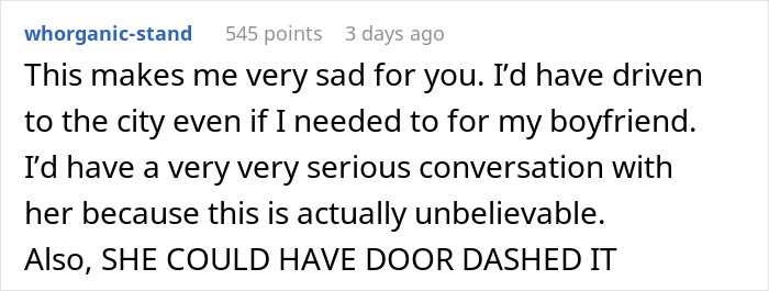 Screenshot of a Reddit comment expressing disbelief over a fiancée prioritizing coffee during sickness and relationship misery. Screenshot of a Reddit comment expressing disbelief over a fiancée prioritizing coffee during sickness and relationship misery.