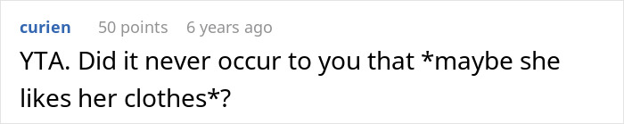 Screenshot of an online comment discussing embarrassment related to a girlfriend&rsquo;s style and childhood trauma.