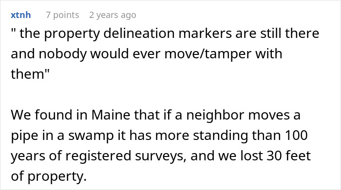Neighbors try to force woman to trim living hedge dividing properties; she maliciously complies with boundary lines.