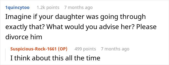 Screenshot of an online conversation where a woman shares struggles with a husband who keeps leaving and coming back.