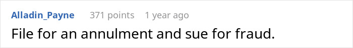 Screenshot of an online comment suggesting legal action after a man&rsquo;s marriage is on the rocks over a 12-year-old daughter.