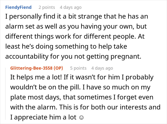 Online conversation about pill reminders and boyfriend support addressing relationship challenges and bullying concerns. Online conversation about pill reminders and boyfriend support addressing relationship challenges and bullying concerns.