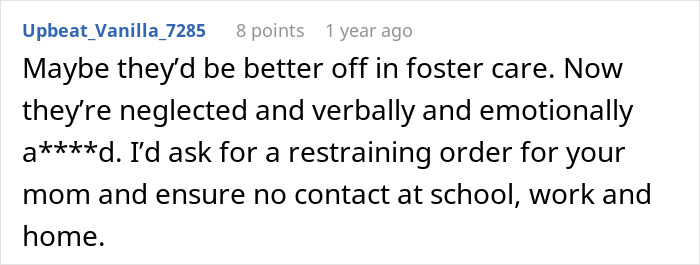 Comment discussing a teen's escape from a horrible family due to step-father&rsquo;s actions and suggesting foster care.