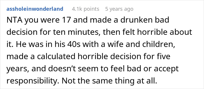 Comment discussing a daughter refusing to support her dad and his mistress as best woman in a wedding conflict.