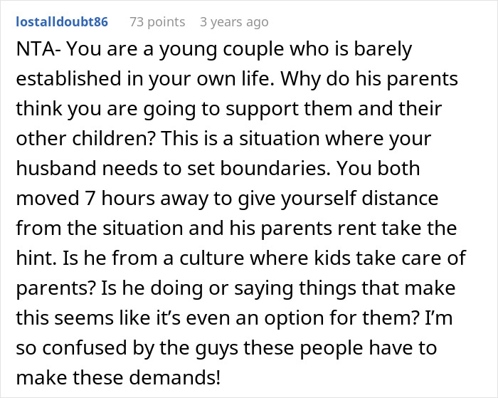 Comment discussing a woman fed up with in-laws constantly showing up unannounced and setting boundaries with family.