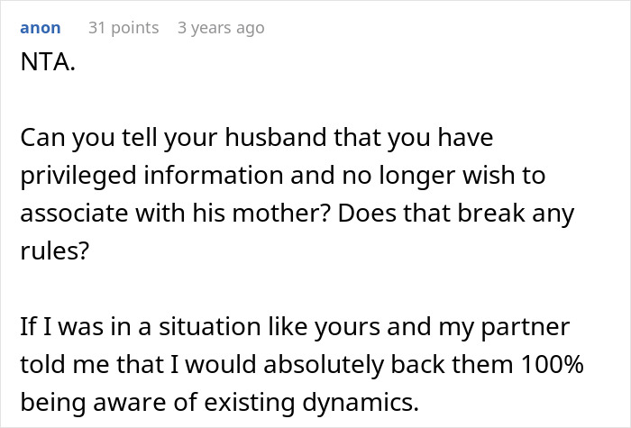 Screenshot of a Reddit comment discussing nurse's struggle with HIPAA and issues involving mother-in-law on a secret date.