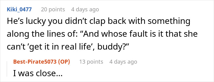 Screenshot of an online comment thread discussing a woman&rsquo;s enjoyment of spicy books causing a stir at a party.