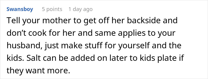 Family Demands Woman Make Separate Meals For Them: "Don't Want To Eat What My Doctor Told Me"