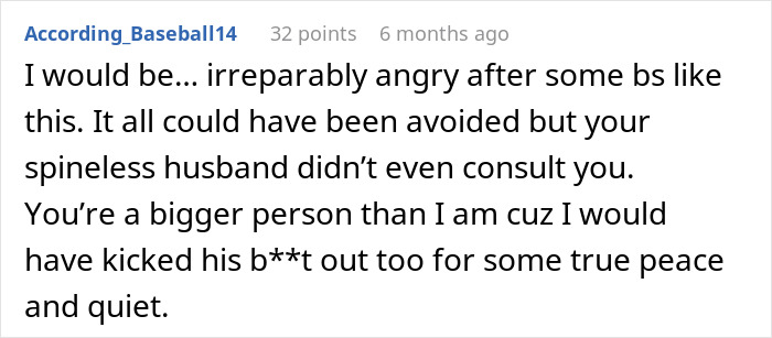 Screenshot of a forum comment expressing anger over a man kicking his family out after his wife uncovers the real reason.