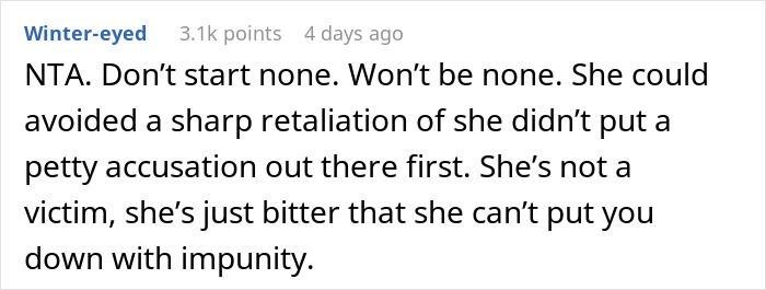 Screenshot of a Reddit comment discussing a woman firing back after her sister&rsquo;s insult, leaving her husband embarrassed and kids confused.