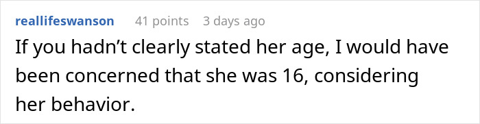 Screenshot of a Reddit comment discussing concerns about a woman&rsquo;s behavior related to her age.