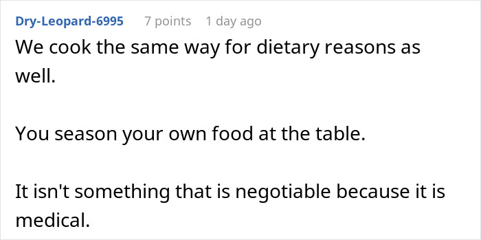 Family Demands Woman Make Separate Meals For Them: "Don't Want To Eat What My Doctor Told Me"