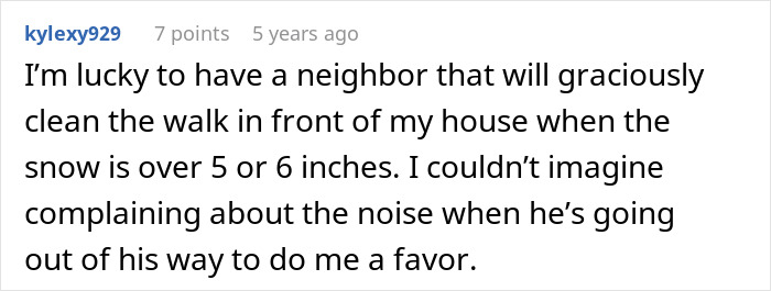 Man with snowblower clearing driveway, intentionally leaving mean neighbor&rsquo;s driveway covered in snow, showing a snowy neighborhood.